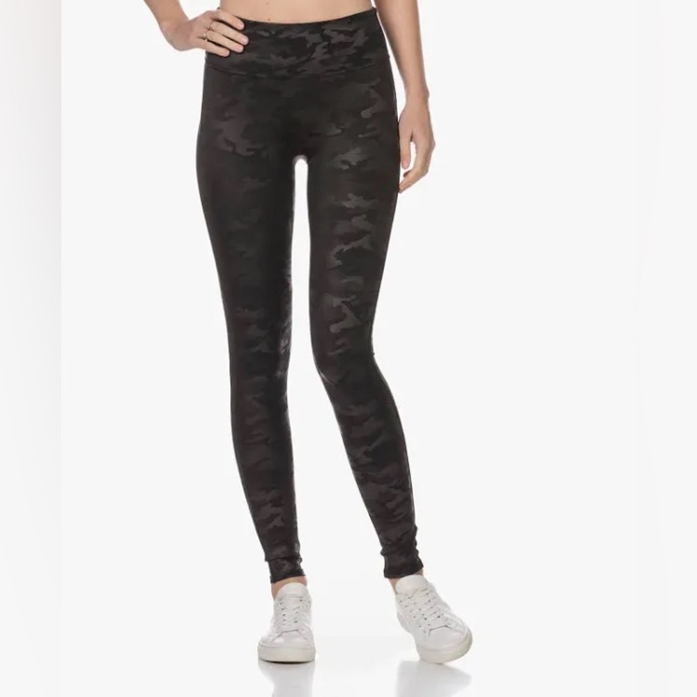 Spanx Faux Leather Leggings Matte Black Camo